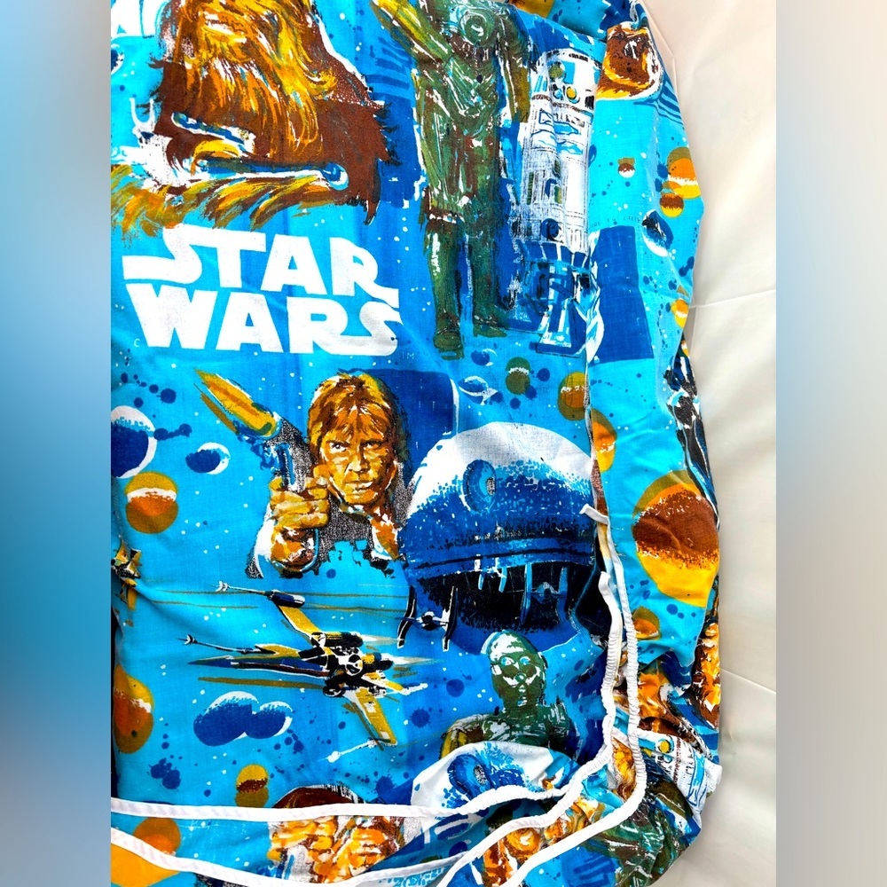 Vintage 1977 Star Wars Fitted Sheet Twin Single Blue
